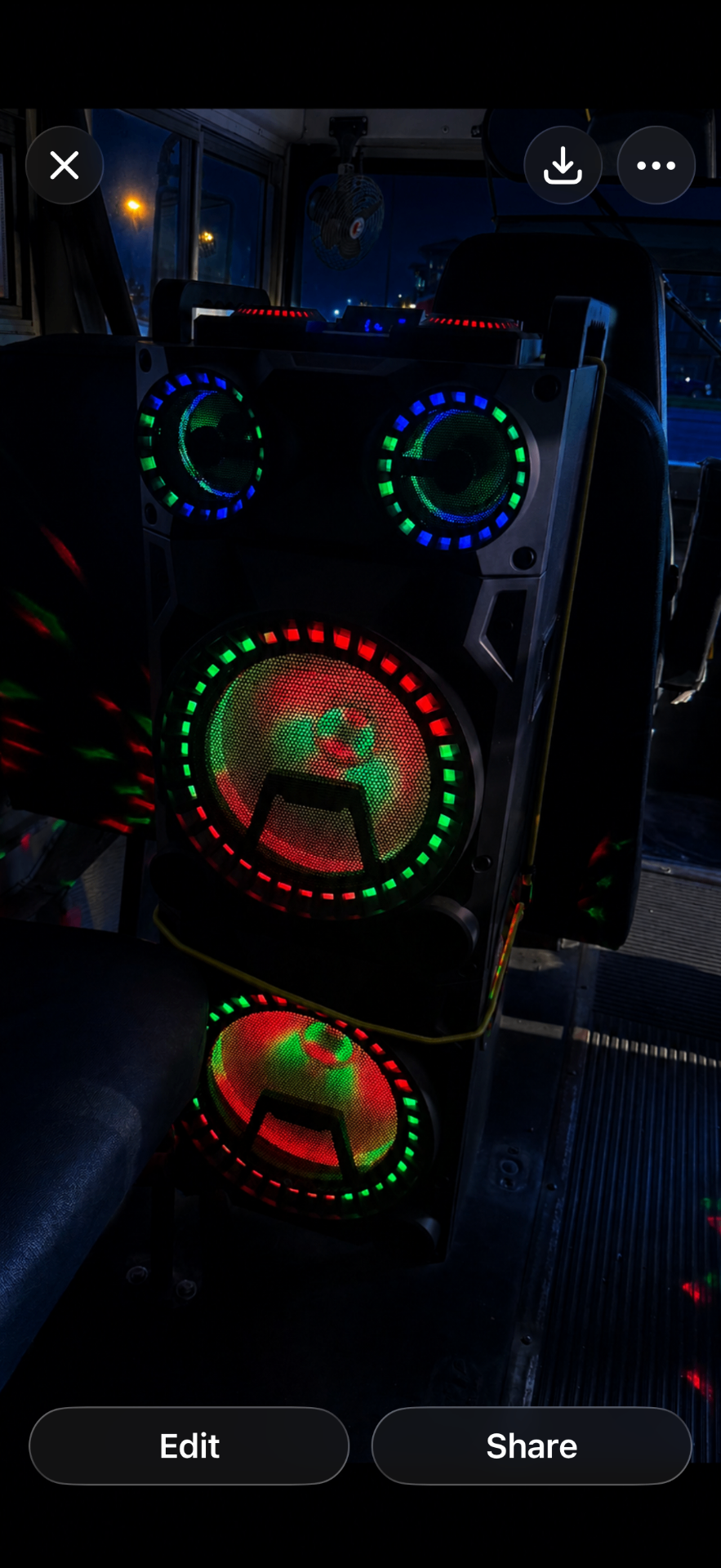 LED sound system inside the bus