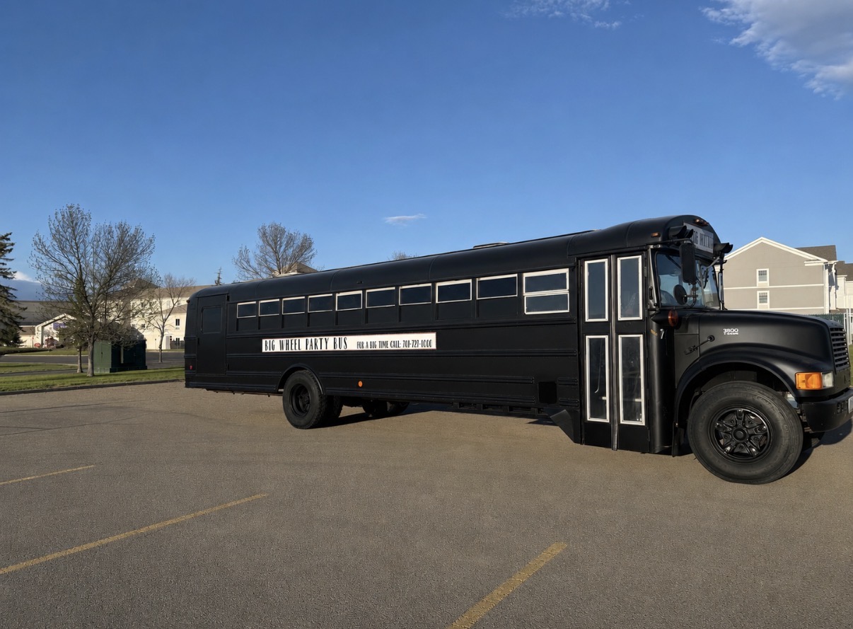 Big Wheel Party Bus matte-black exterior